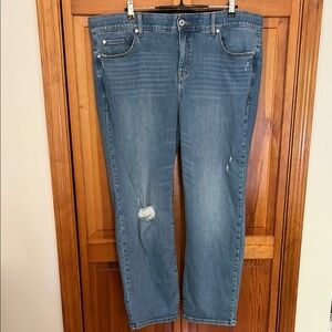 Torrid Plus Size Blue Bombshell Straight Jeans 24R Distressed Denim EUC